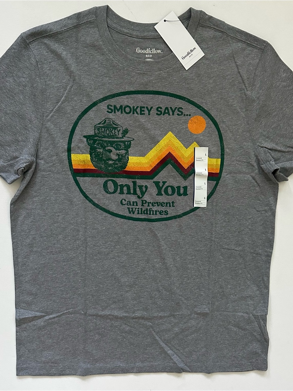 Goodfellow Gray Smokey Bear T-Shirt Size L Men